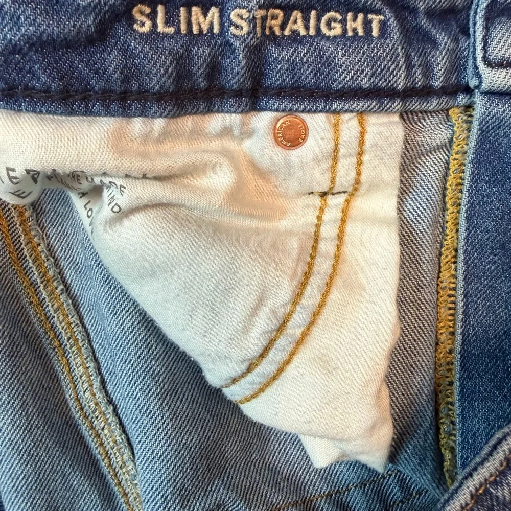American Eagle Slim Straight Easy Flex Jeans 34x34 Distressed
